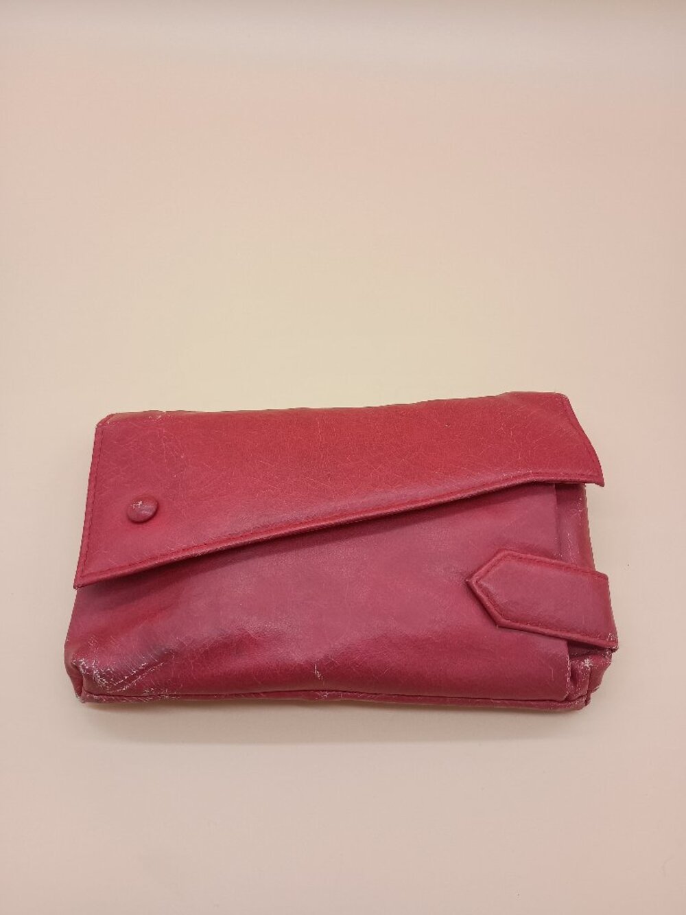 Vintage Red Clutch Purse w/ Accessories Faux Leather Aristocrat New Wave READ